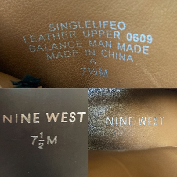 Nine West Peep Toe Booties ‘Single Life” Brown Leather Size 7-1/2M - Picture 8 of 10